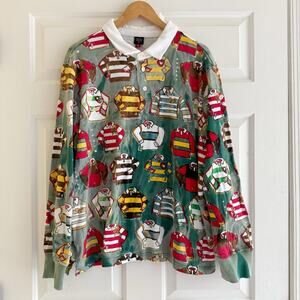 Rowing Blazers Target Mens‎ XL Rugby All Over Print Collar Long Sleeve Shirt